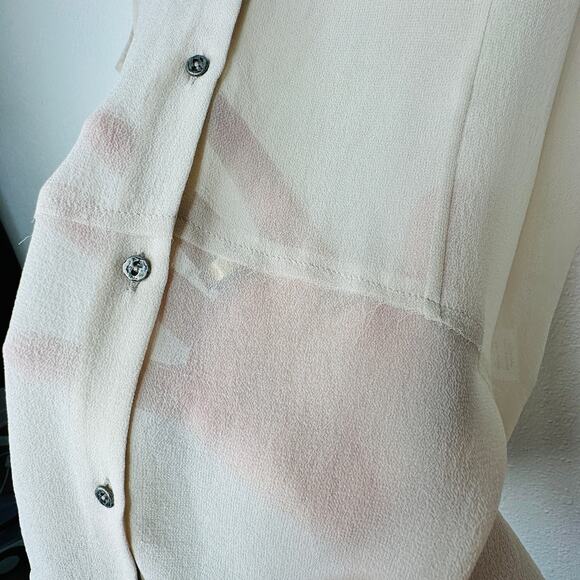 NWT Helmut Ghost 100% Sheer Silk in Salt V-Neck Sleeveless Blouse L - Picture 3 of 12